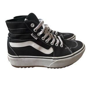Women's Size 8- VANS Sk8-Hi Tapered High Black/White Shoes Platform